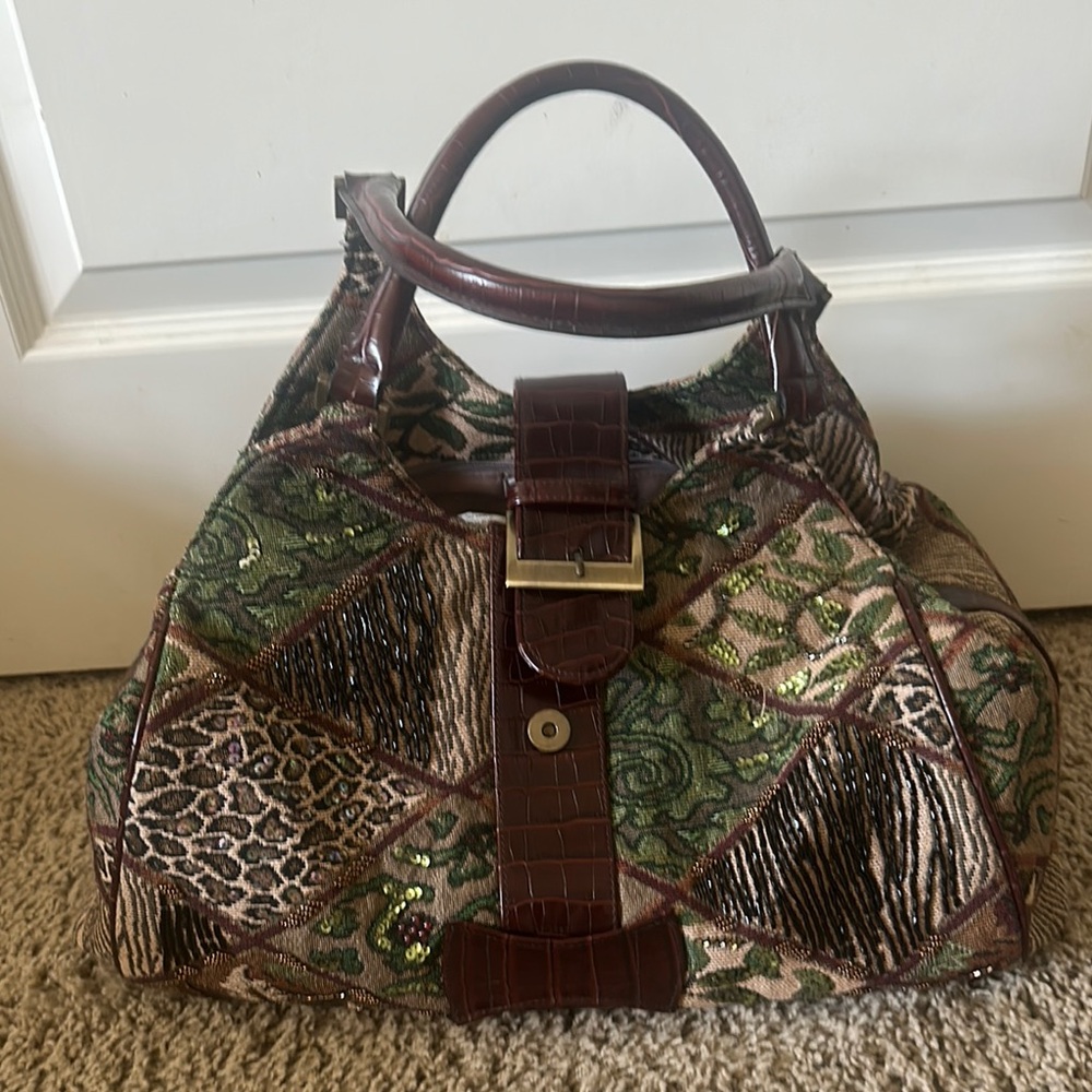 Elegant Green and Brown Women's Bag